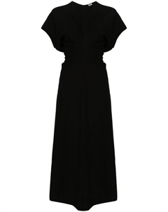 TOTEME плиссированное платье миди с широким поясом, черный Toteme