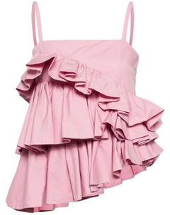 Топ асимметричного кроя с оборками, розовый Msgm