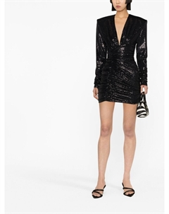 Платье мини с V-образным вырезом и пайетками, черный Alexandre vauthier
