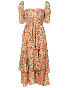Ярусное платье Zelza с цветочным принтом, оранжевый Clube bossa