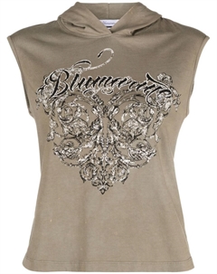 Топ с капюшоном и логотипом, зеленый Blumarine