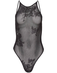 Боди из цветочного кружева, черный Fleur du mal