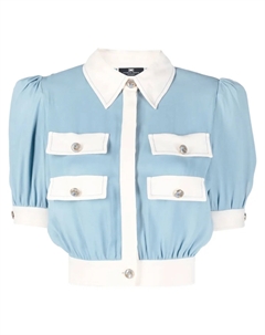 Укороченная рубашка на пуговицах, синий Elisabetta franchi