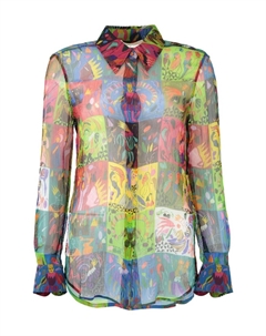 Полупрозрачная рубашка с графичным принтом, зеленый Chloe