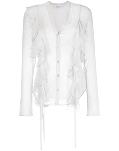 Шелковая блузка с оборками, серый Blumarine