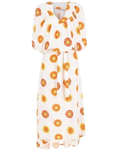 Кафтан с поясом и принтом, белый Amir slama