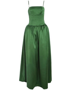 Атласное платье-бандо, зеленый Self-portrait