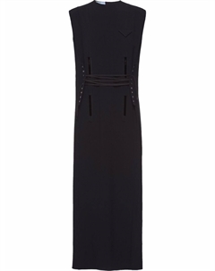 Платье со шнуровкой, черный Prada