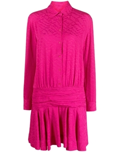 Плиссированное платье-рубашка с логотипом и жаккардом, розовый Pinko