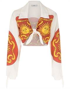 Укороченная рубашка с длинными рукавами, белый Amir slama