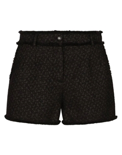 Шорты строгого кроя с бахромой, черный Dolce&gabbana