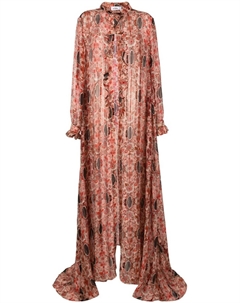 Расклешенное шелковое платье с цветочным принтом, красный Amir slama