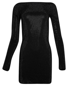 Платье мини с вырезом-лодочкой и бисером, черный Alexander wang