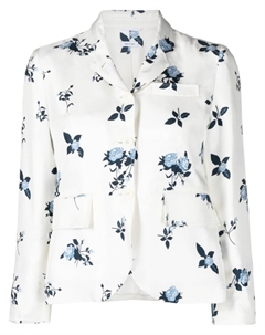 Шелковый блейзер с цветочным принтом, белый Thom browne