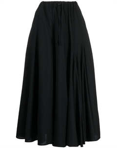 Шерстяная юбка миди с завышенной талией, черный Yohji yamamoto