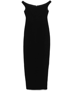TOTEME платье макси с открытыми плечами и закругленными краями, черный Toteme