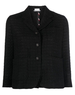 Укороченный спортивный твидовый пиджак, черный Thom browne