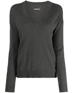 Кашемировый джемпер с V-образным вырезом, серый Zadig&voltaire