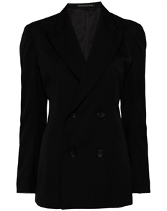 Двубортный пиджак со складками, черный Yohji yamamoto
