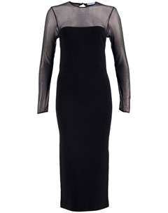 Полупрозрачное платье миди, черный Prada