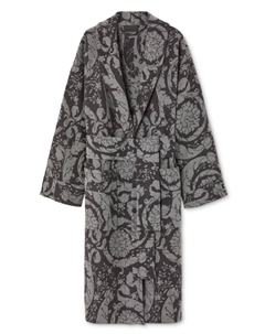 Кашемировый халат с принтом Barocco, серый Versace