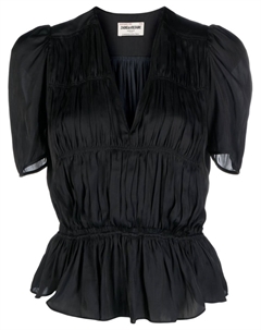 Блузка с короткими рукавами и сборками, черный Zadig&voltaire