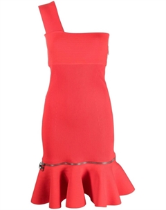 Платье на одно плечо с оборками, красный Alexander mcqueen