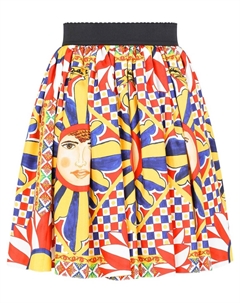 Твиловая юбка с принтом Carretto, красный Dolce&gabbana