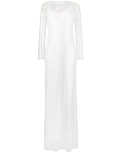 Многослойное платье макси со стразами Max Mara, белый Max mara