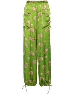 ALEMAIS широкие брюки из шелка Dice, зеленый Alemais
