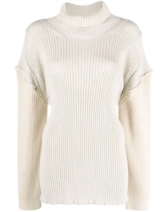 Джемпер Dua в рубчик с приспущенными плечами, нейтральный цвет The row