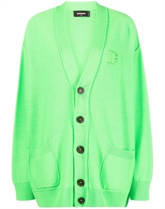 Кардиган из вирджинской шерсти с вышитым логотипом, зеленый Dsquared2