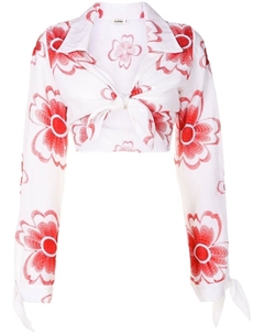 Укороченная рубашка с цветочной вышивкой, белый Amir slama