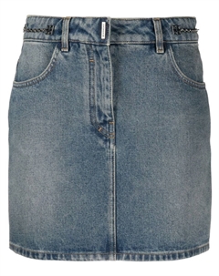 Джинсовая юбка мини с цепочками, синий Givenchy