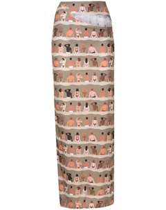 Юбка макси с вырезами и принтом, зеленый Amir slama