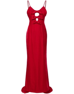 Бархатное платье с бантом, красный Alessandra rich