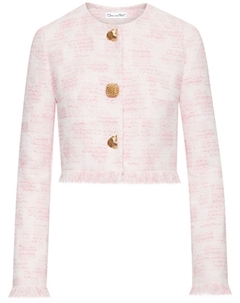 Фактурный твидовый пиджак, розовый Oscar de la renta