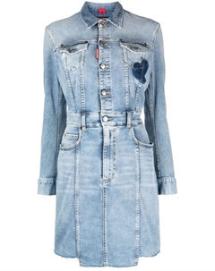 Джинсовое платье-рубашка на пуговицах, синий Dsquared2