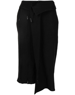 Юбка асимметричного кроя с молниями, черный Yohji yamamoto