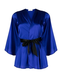 Халат с V-образным вырезом и завязками, синий Fleur du mal