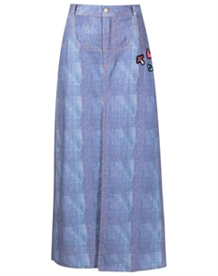 Джинсовая юбка миди с нашивками, синий Amir slama