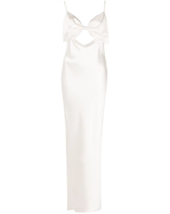 Шелковое платье-комбинация с бантом, белый Fleur du mal