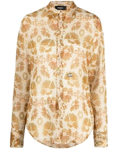 Жаккардовая рубашка с цветочным узором, желтый Dsquared2