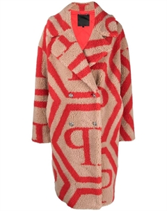 Шуба из искусственного меха с монограммой, нейтральный цвет Philipp plein