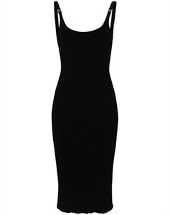 Платье миди в рубчик с логотипом, черный Miu miu