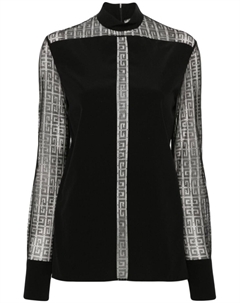 Шелковая блузка с узором 4G, черный Givenchy