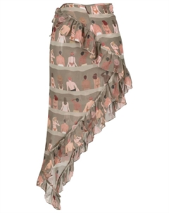 Юбка асимметричного кроя с графичным принтом, зеленый Amir slama