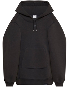 Courrèges платье с капюшоном и вышитым логотипом, черный Courreges