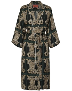 Шелковый халат с принтом, черный La doublej