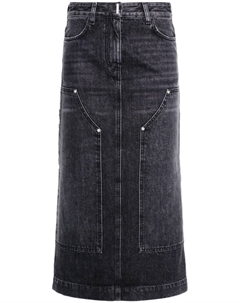Джинсовая юбка миди с завышенной талией, черный Givenchy